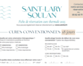 Fiche de réservation Saint-Lary-Soulan 2025